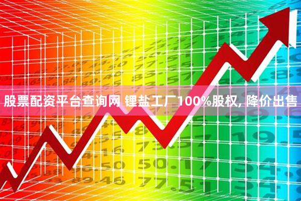 股票配资平台查询网 锂盐工厂100%股权, 降价出售