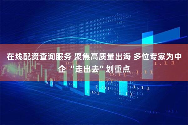 在线配资查询服务 聚焦高质量出海 多位专家为中企 “走出去”划重点
